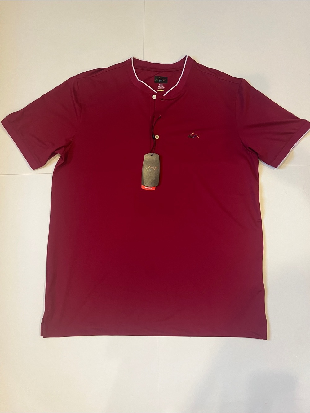 Greg Norman Collection Men's Deep Burgundy Polo with White Trim